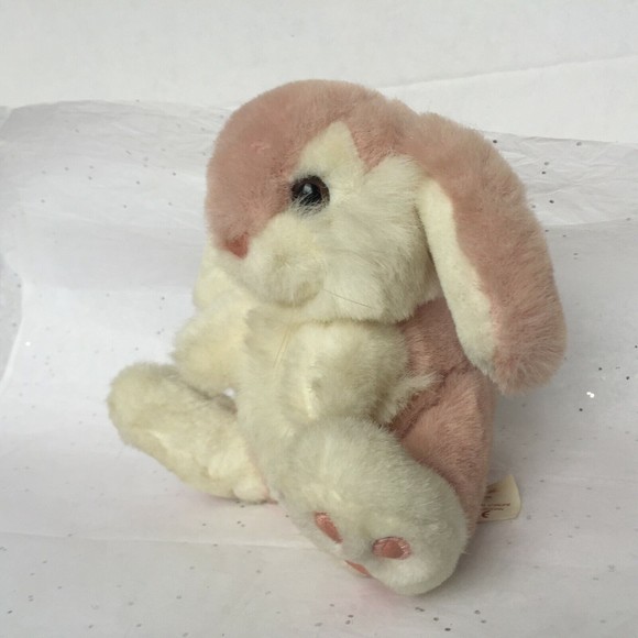 Vintage Chosun Intenational Pink White Bunny Plush Stuffed Animal 7" Floppy Ears - Picture 8 of 12